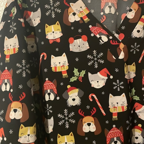 Plus Size Holiday Scrub Top - Picture 2 of 4